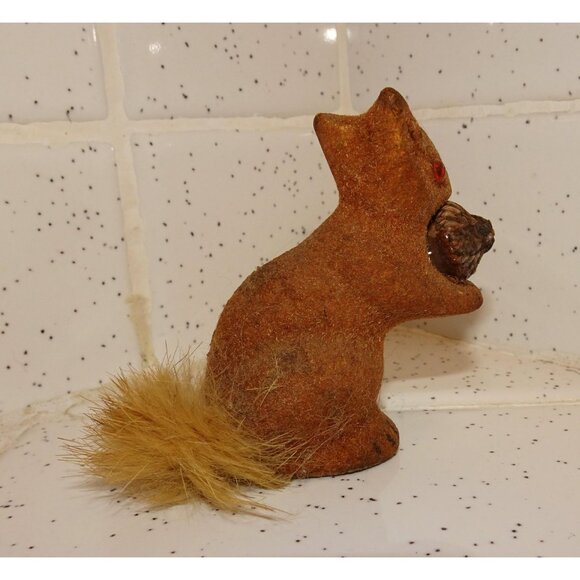 Vintage Wagner Flocked Squirrel Figurine w/ Acorn Germany antique kitsch figure - Picture 9 of 11